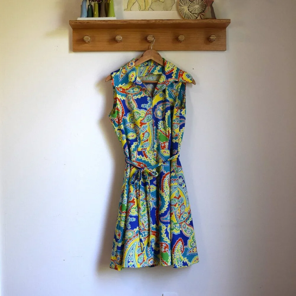 Vintage 60's Colorful Paisley Jumpsuit - Picture 3 of 7